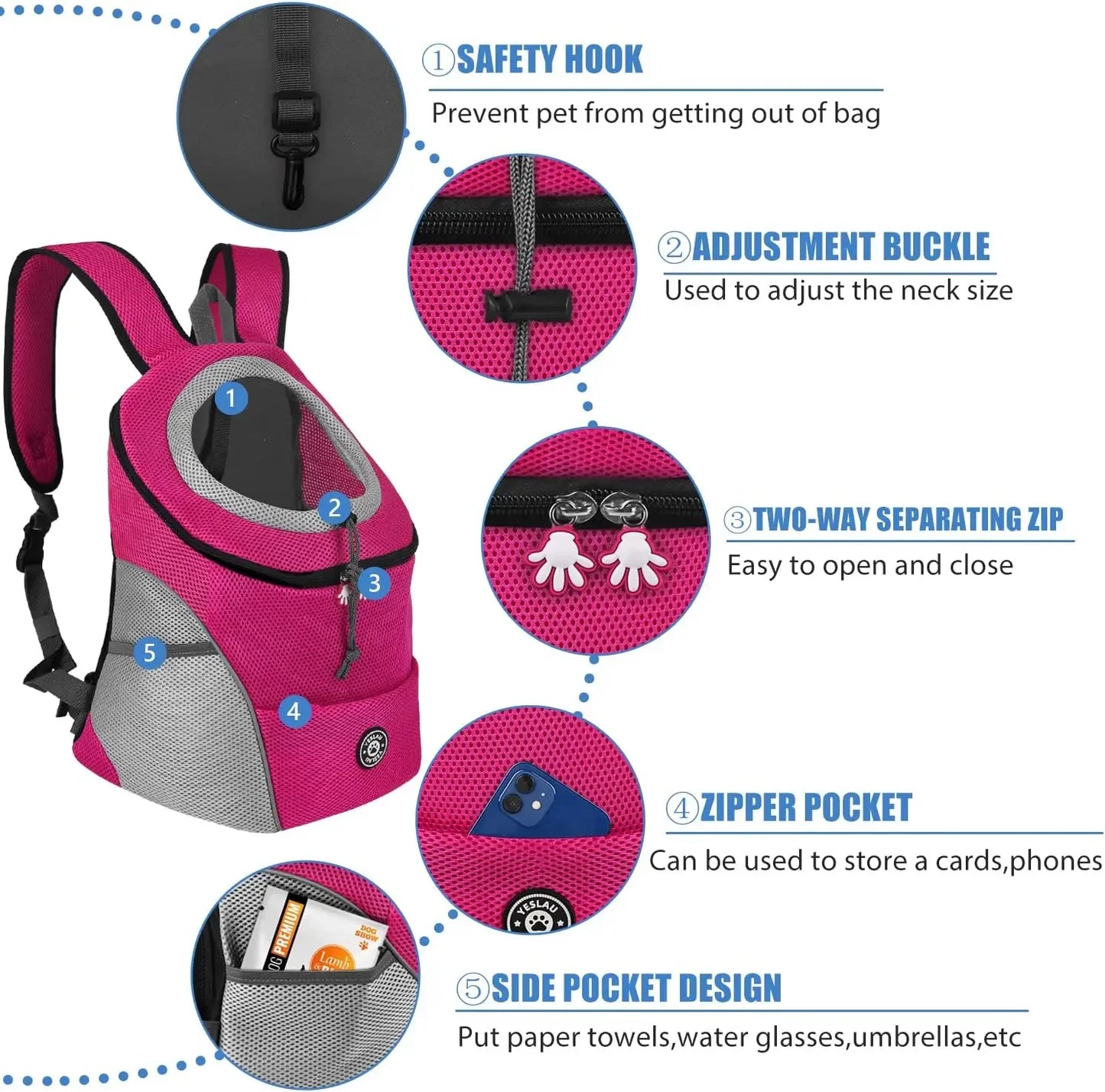 New Double Shoulder Portable Travel Backpack Outdoor Pet Dog Carrier Bag Pet Dog Front Bag Mesh Backpack