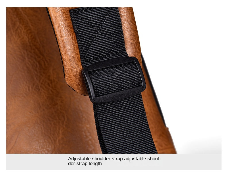 New Casual Chest Bag Travel shoulder bag Men Multifunction Anti-theft USB Charging Crossbody Bag Quality PU Leather Pack Male