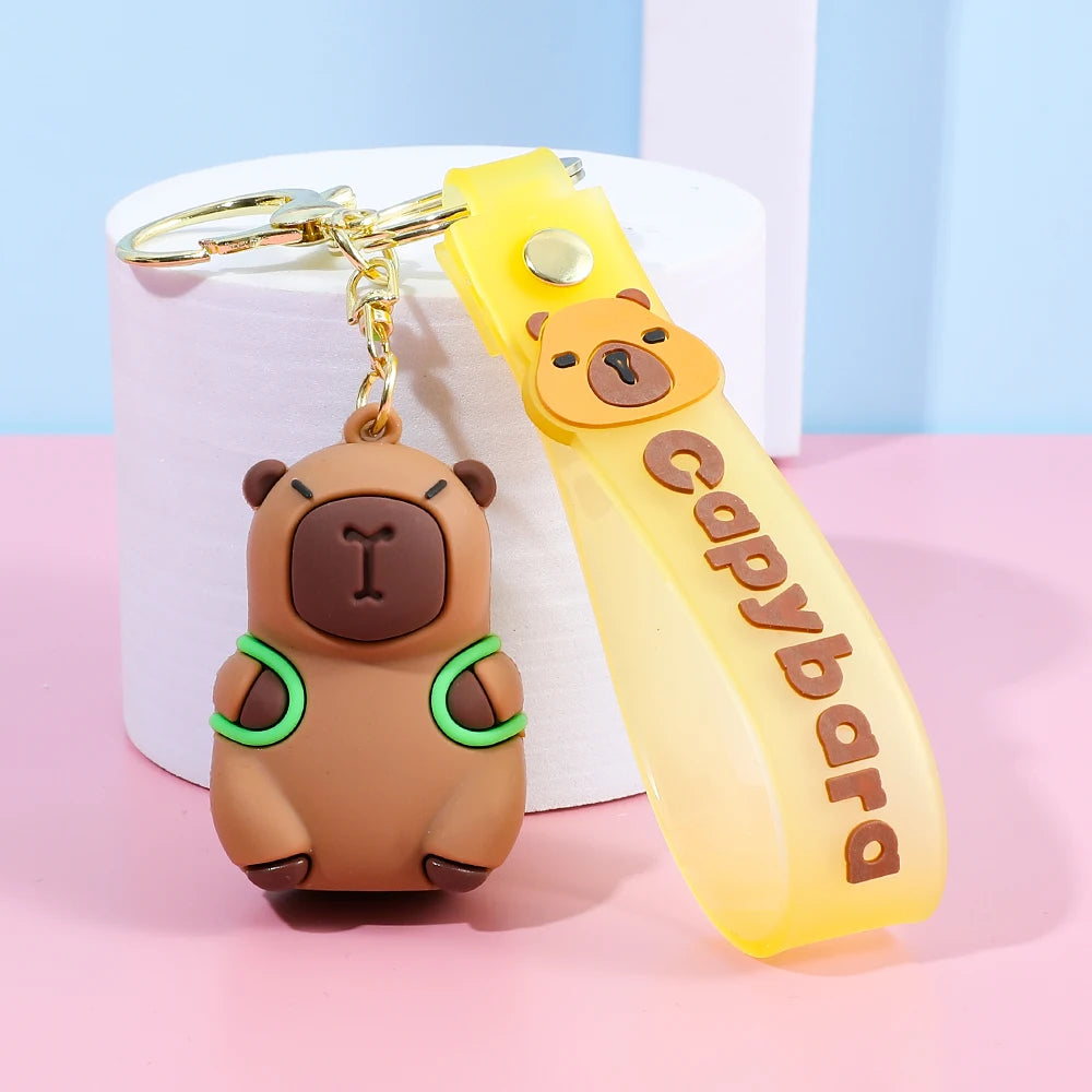 Cartoon Capybara keychain, creative toy keychain bag, fashionable car keychain, exquisite couple backpack pendant