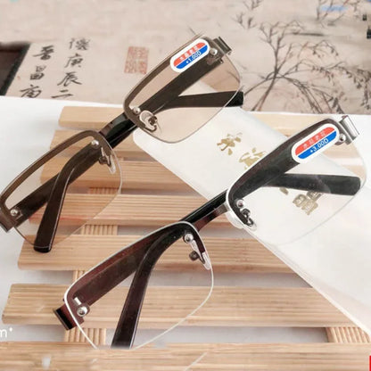 Half-frame Reading Glasses for Men Fashion Prescription Glasses Men's Sight Glasses +1.0 +1.5 +2.0 +2.5 +3.0 +3.5 +4.0