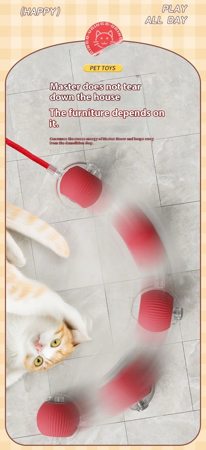 Cat Interactive Ball Toy, Automatic Rolling Ball with Tail, Rechargeable Smart Pet Interactive Toy, Intelligent Mouse for Cat