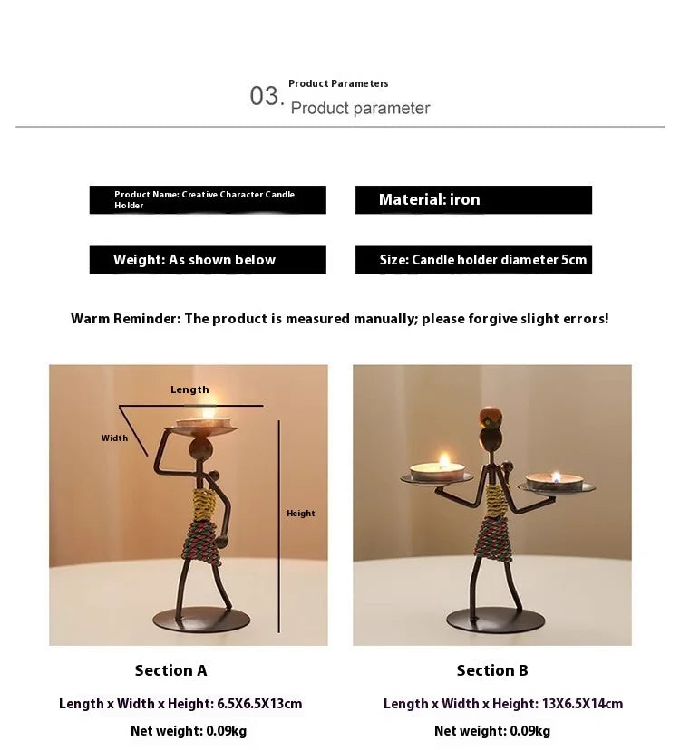Light Luxury Table Decoration Candle Holder Iron Home Romantic Candlelight Dinner Metal Candle Holder Knick-knack Props