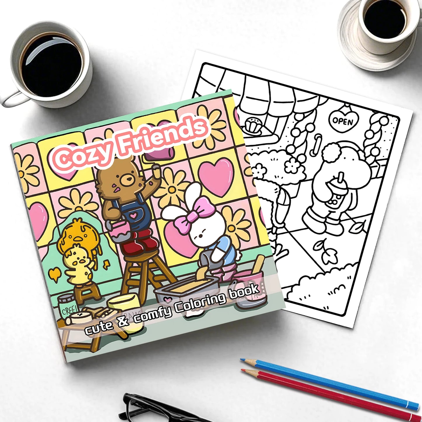 Cozy Friends Coloring Book for Adults and Teens Featuring Cute Cozy Daily Activities Kids Graffiti Book Perfect Gift Birthday