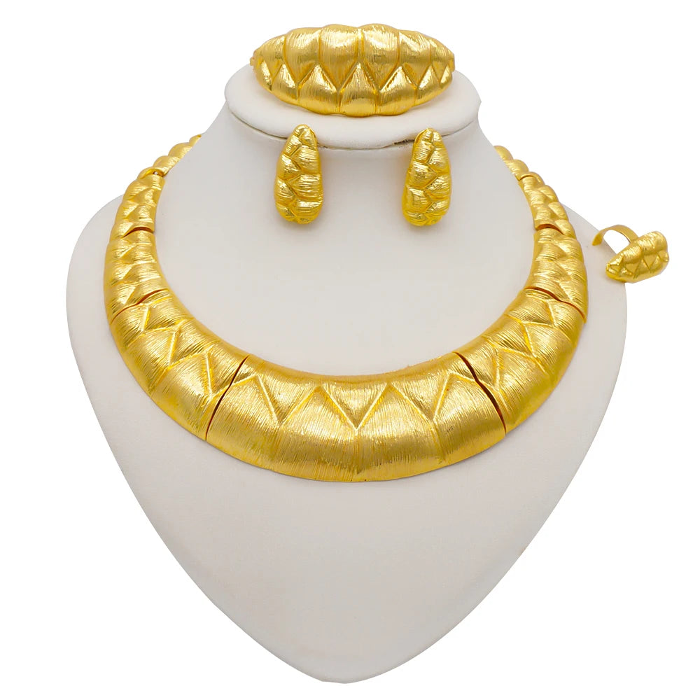 2023 Fine Jewelry Sets For Women Dubai Bridal Wedding Gifts Necklace Bracelet Earrings Ring Jewellery Set African Bead jewelry
