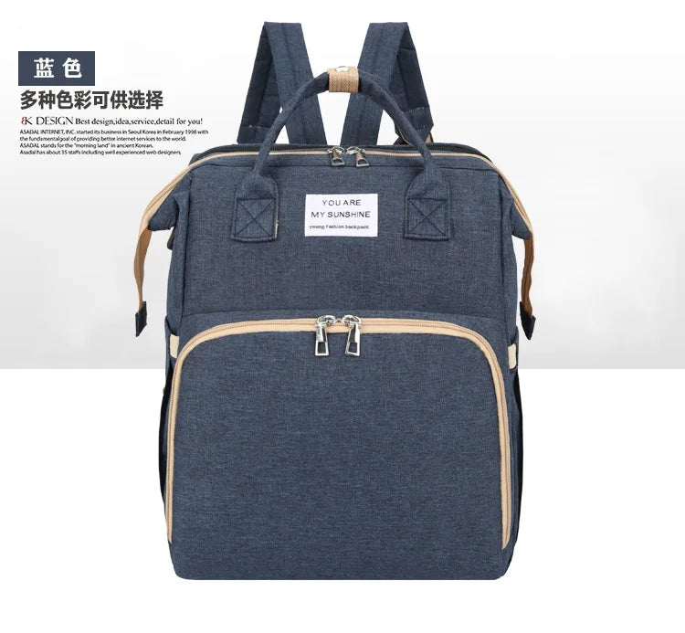 Folding Mommy Bag Multipurpose Portable Folding Crib Bed Large-capacity Baby Backpack Female Mommy Outting Bag Diaper Bags