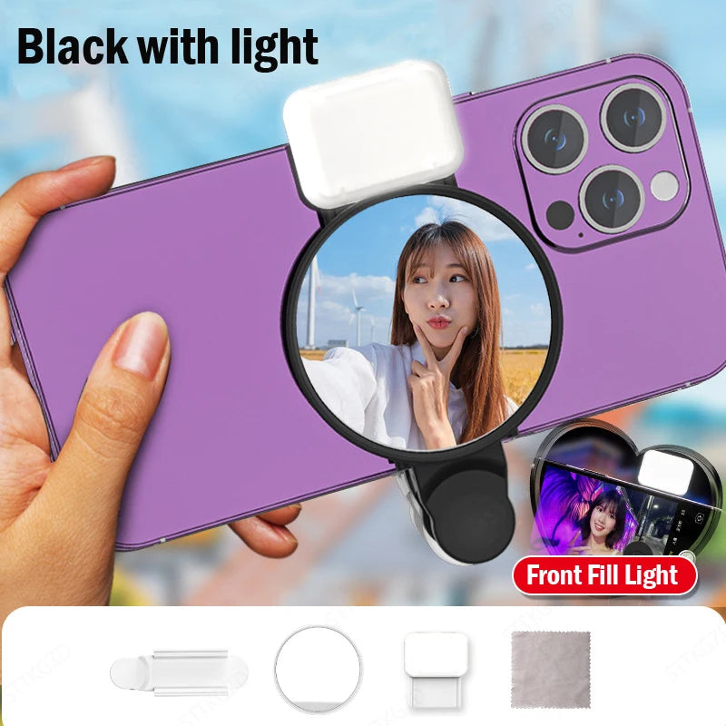 Smartphone Camera Mirror Reflection Clip Kit Portable Mobile Phone Camera Mirror Clip With Storage Bag Phone Rear Selfie Mirror