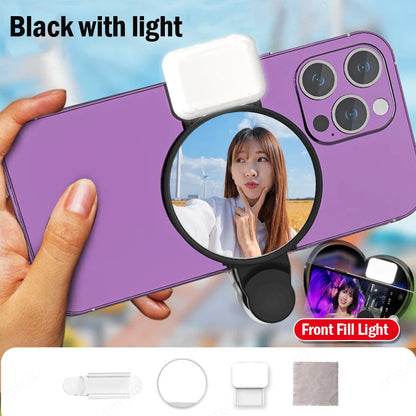 Smartphone Camera Mirror Reflection Clip Kit Portable Mobile Phone Camera Mirror Clip With Storage Bag Phone Rear Selfie Mirror