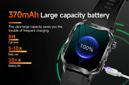 2024 New For Xiaomi Military Smart Watch Men Outdoor Sports Flashlight Fitness Watches Health Monitor 1.96" BT Call Smartwatch