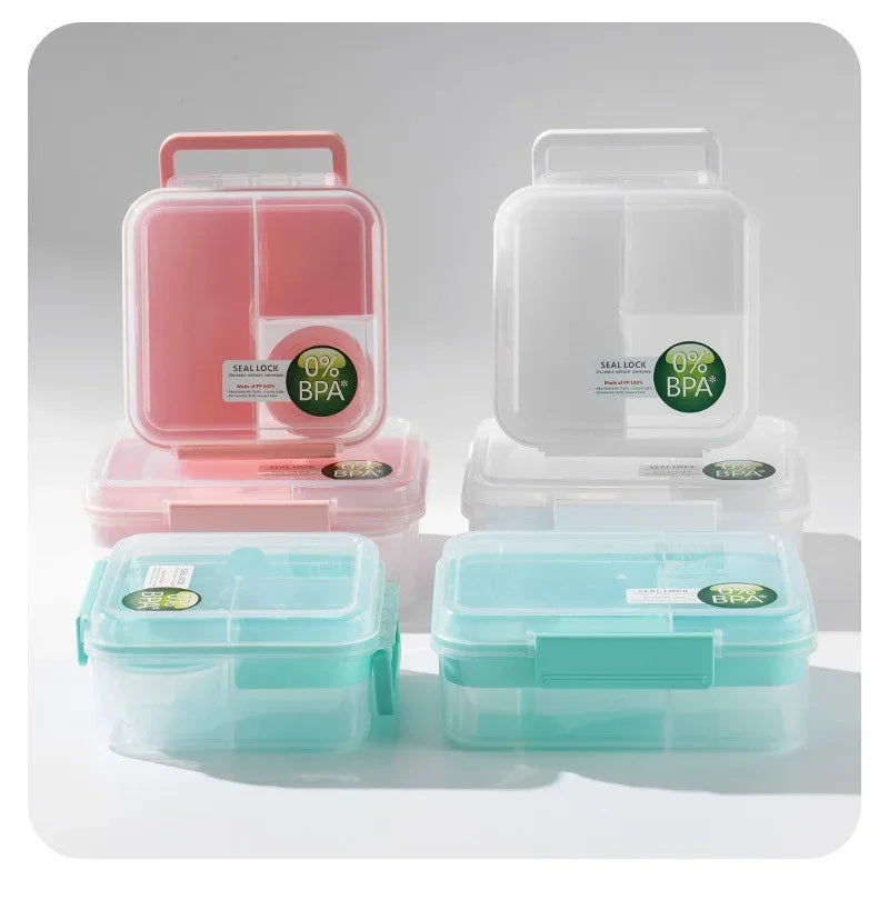 Portable Handle design Double layer Lunch box Compartment Bento Boxes Students Toddler Bento Containers Outdoor Salad Picnic box