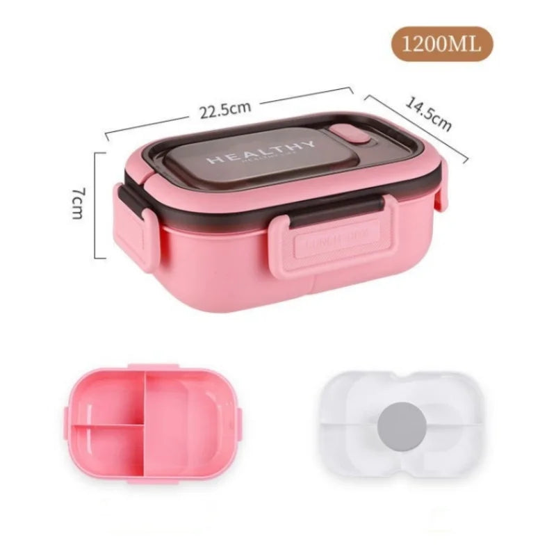 1200ML Double Layer Lunch Box Portable Compartment Salah Fruit Food Box Microwave Lunch Fork and Spoon Picnic Fresh Box