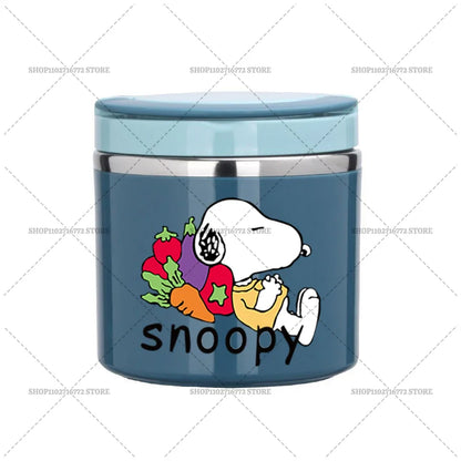 630ml Snoopys Food Thermal Jar Insulated Soup Cup Stainless Steel Vacuum Lunch Box with Handle Portable Sealed Bento Boxes Gift