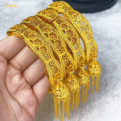 XUHUANG New Design Dubai Gold Color Bangles With Tassel Pendant For Women Indian Middle Eastern Nigerian Wedding Luxury Jewelry