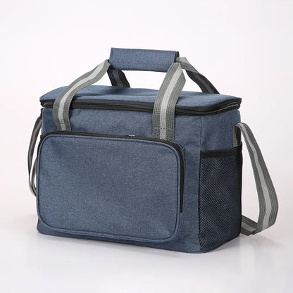 15L Portable Large Insulated Lunch Bag Black Waterproof Leak-proof Thickened Handheld Shoulder Carry Outdoor Picnic Lunch Bag