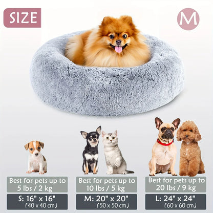 Round Pet Bed for Large,Medium and Small Dogs House Bed Soft Cats Bed Long Plush Dog House for Dogs House Winter Warm Sleeping