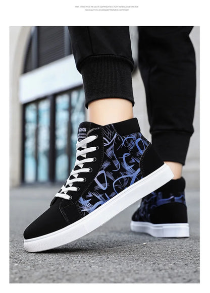 Men's Sneakers Fashion High Top Canvas Shoes Autumn New Casual Shoes for Men Lace Up Platform Vulcanized Shoes Big Size48 Tenis