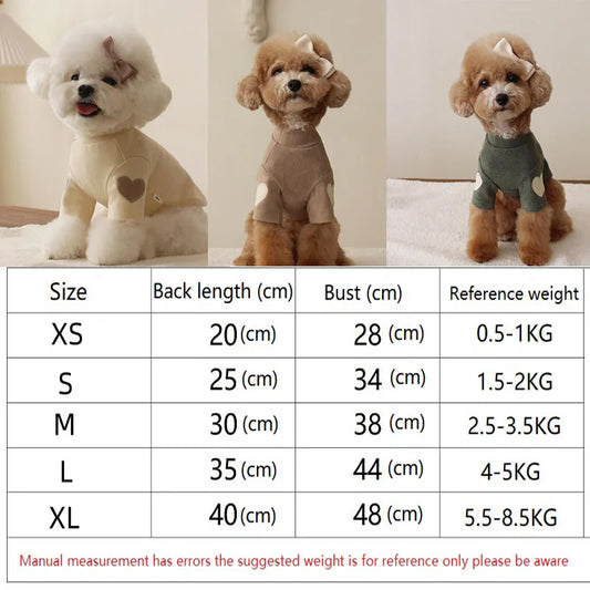 New Shirt Cat Pet Warm Clothes Pet Dog Clothes Base Designer Cute Love Bear Teddy Yorkshire Hoodie Puppy Clothing MWTJK01