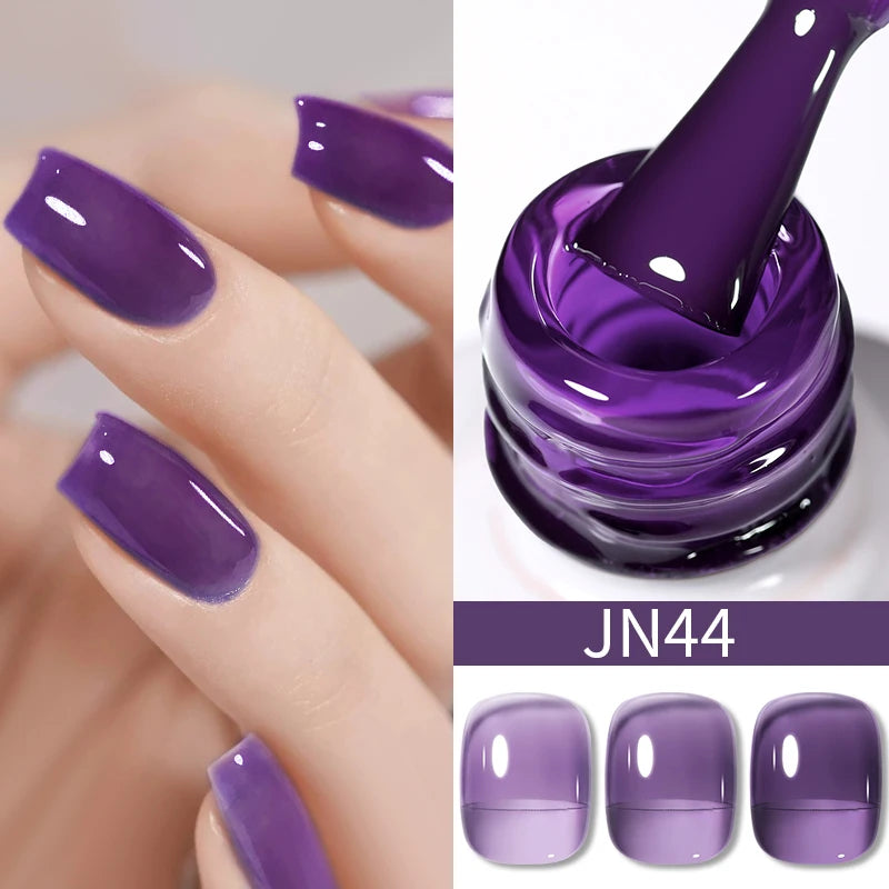BORN PRETTY 10ml Wine Red Glitter Jelly Nude Gel Nail Polish Soak Off Translucent Color UV Light Cure for Nail Art DIY at Home