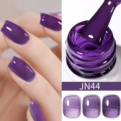 BORN PRETTY 10ml Wine Red Glitter Jelly Nude Gel Nail Polish Soak Off Translucent Color UV Light Cure for Nail Art DIY at Home
