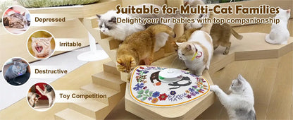 Cat Toys Rechargeable, 4 in 1 Hide and Seek Kitten Wand Toy, Automatic InteractiveToy for, Fluttering Butterfly, Chasing Feather