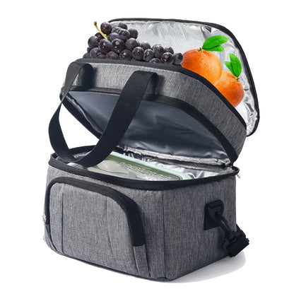 Double Insulated Lunch Bag Layer Portable Thermal Lunch Box Waterproof Picnic Heat Insulating Bag with Adjustable Strap
