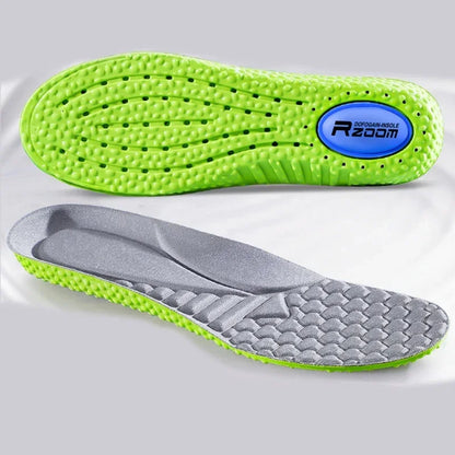 Sports Shock Absorption Insole Green PU Memory Foam Breathable Arch Support Orthopedic Shoes Pad Men Women Feet Care Shoes Pad