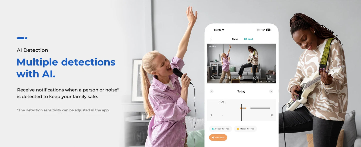 IMILAB-C21 IP Security Camera, 2.5K 360° Night Vision, Baby Monitor with App, 2-Way Audio, AI Detection, 2.4GHz WiFi