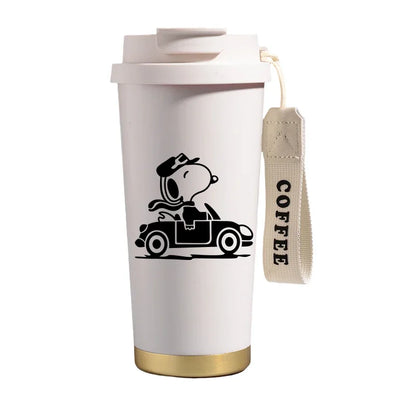 500ml Snoopys Stainless Steel Insulated Water Bottle Anime Kawaii Portable Travel Outdoor Car Tea Coffee Mug Cold Thermos Cup