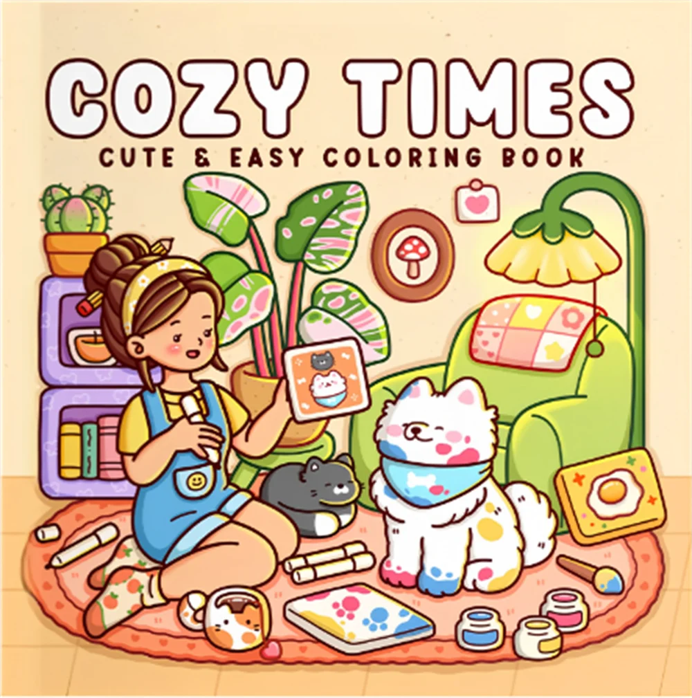 Cozy Atmosphere Relaxing Coloring Book for Adults and Teens Bold Easy-to-follow Patterns and Girl Moments