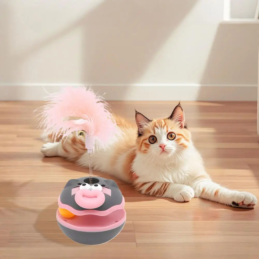 Cat Teaser Cat Interactive Toys Turntable Ball Kitten Accessories With Feather Bell Pet Supplies Enrichment Indoor Games For