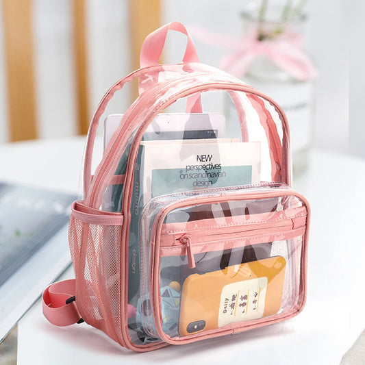 Transparent PVC Outdoor Sports Fitness Knapsack Casual Travel Visible Backpack Large Capacity Waterproof Top-Handle SchoolBag