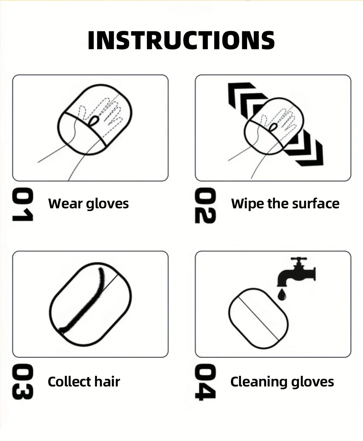 Upgrade Edition Large Pet Static Hair Removal Gloves - Black Polypropylene Cat Grooming Gloves with Yellow Accents