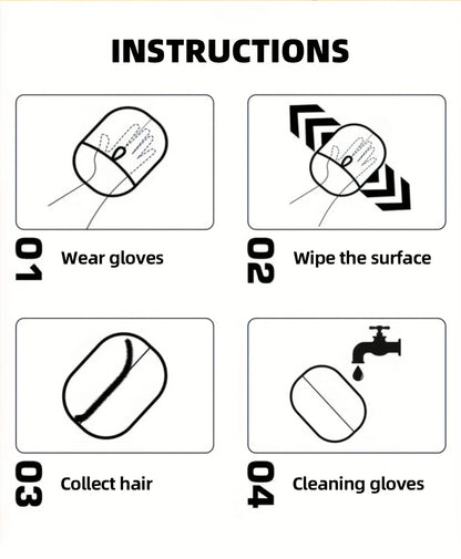Upgrade Edition Large Pet Static Hair Removal Gloves - Black Polypropylene Cat Grooming Gloves with Yellow Accents
