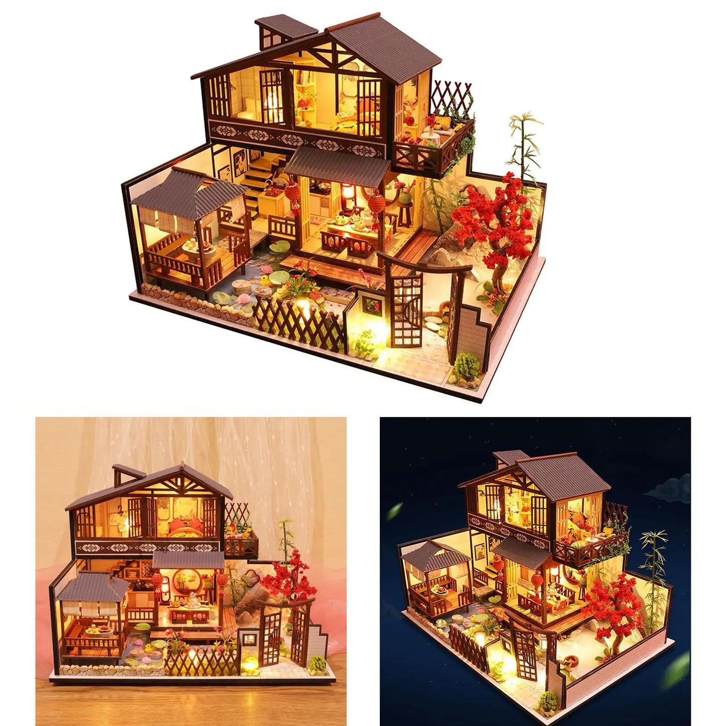 Mini DIY Wooden Dollhouse Miniature W/ Light Furniture Doll House Model Creative Room Birthday Gift