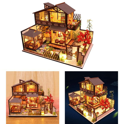 Mini DIY Wooden Dollhouse Miniature W/ Light Furniture Doll House Model Creative Room Birthday Gift