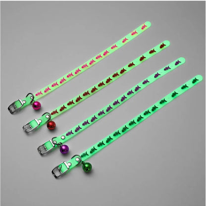 Fashion Pet Glowing Collars with Bell Glow at Night Dogs Cats Necklace Light Luminous Neck Ring Accessories for Kitten and Puppy