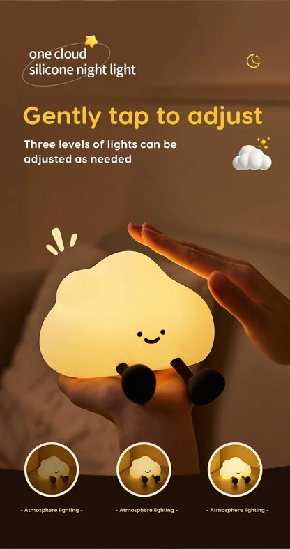 Cute Silicone Night Light Dimmable Nursery Sleeping Lamp Touch Control Nightlights USB Rechargeable Table Lamp For Baby Child
