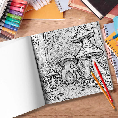 1pc Art Coloring Book 24Page Coloring Book Gift For Birthday Relieve Stress Kill Time Graffiti Painting Drawing Mushrooms Forest