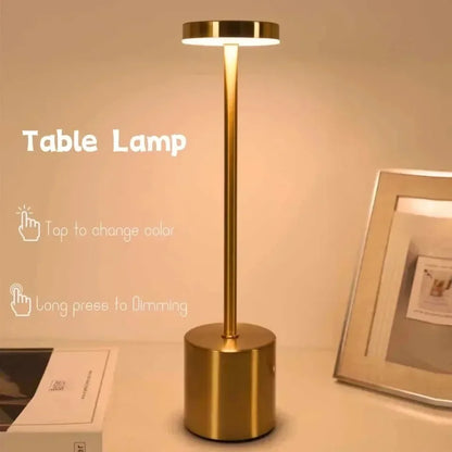Led Touch Table Lamp Rechargeable Retro Bedside Touch Eye Portable for Bar Restaurant Tri Color Dimming Eye Protection Desk Lamp
