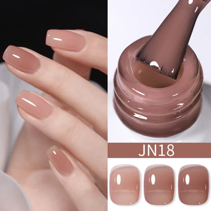 BORN PRETTY 10ml Wine Red Glitter Jelly Nude Gel Nail Polish Soak Off Translucent Color UV Light Cure for Nail Art DIY at Home