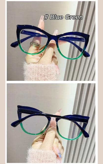 2024 New Cat Eye Glasses Frame Women Fashion Gradient Color Eyeglass Frame Anti Blue Light Glasses Computer Goggles Óculos Gifts