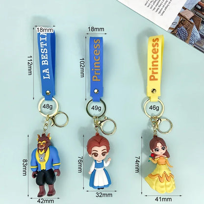 MINISO New Cute Anime Beast Princess Soft Rubber Doll Charm Keychain Couple Backpack Car Key Decoration Children's Party Gift