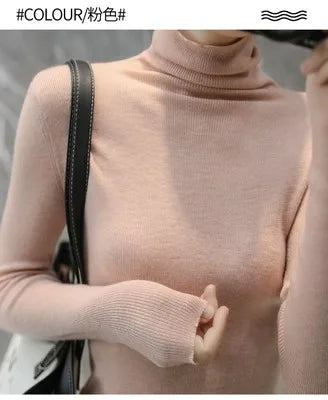 2023 New autumn/winter cashmere sweater women's turtleneck pullover ultra-thin pile neck sweater wool knit