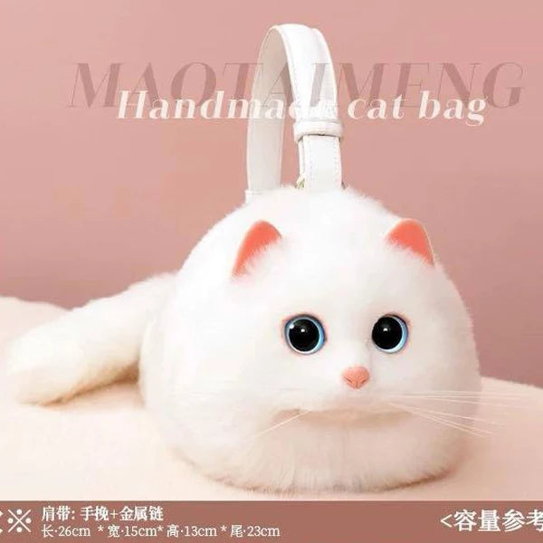 One Shoulder Bag Female Design Small Man Messenger Bag Versatile Hand Made Autumn and Winter Plush Cute Cat Bag