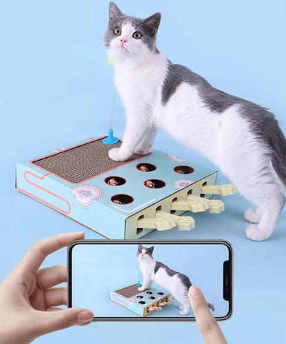 Cat Toy Whack-a-Mole Cat Scratching Board Toy Grinding Claw Rest Play Funny Cat Interactive Multifunctional Cat Supplies