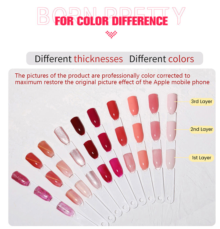 BORN PRETTY 10ml Wine Red Glitter Jelly Nude Gel Nail Polish Soak Off Translucent Color UV Light Cure for Nail Art DIY at Home