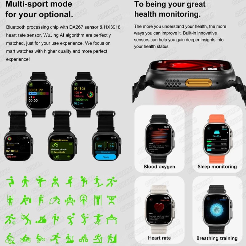 DT Ultra 3 Pro Smart Watch HD AMOLED Screen 32GB MP3 MP4 Player  APP Store GPS Navigator ChatGPT NFC Sports Smartwatch Men Women