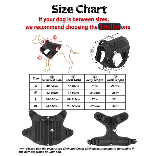 Large Dog Collar Military Dog Harness Leash Molle Pouches Pet Training Vest Tactical German Shepherd Harnesses Dogs Accessories