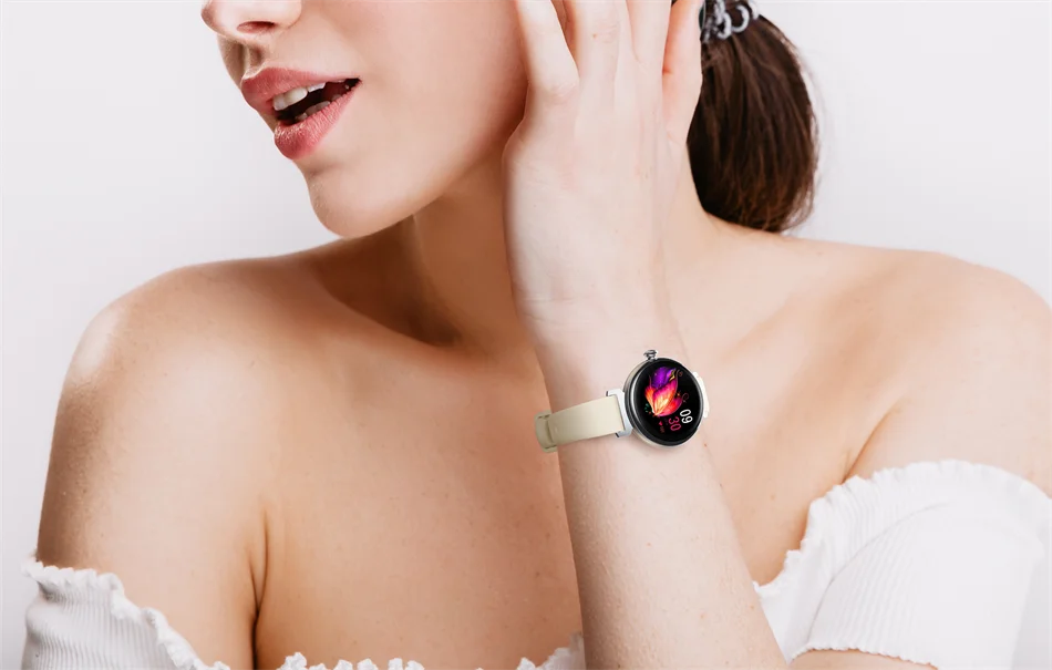AMOLED Bluetooth Call Smart Watch Screen Always Display 1.04 inch Fashion Ladies Smartwatch Metal Body Small Screen Watch