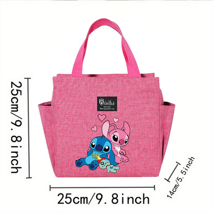 Stitch Insulated Lunch Bag - Waterproof Oxford Cloth, Aluminum Foil, Portable & Reusable Square Tote for Work, School, Picnic