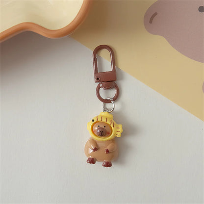 Cartoon Mini Capybara Keychains Women Men Backpack Charms Pendants Accessories Animal Bag Keyring Couple Friend Jewelry Gift